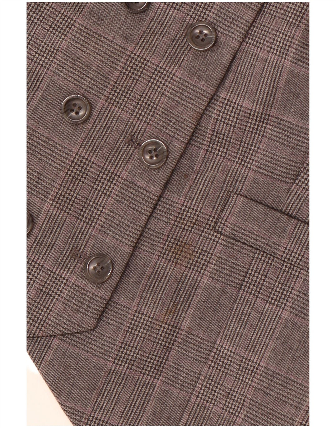 TED BAKER Chaleco cruzado para mujer talla 2 lana a cuadros gris pequeña