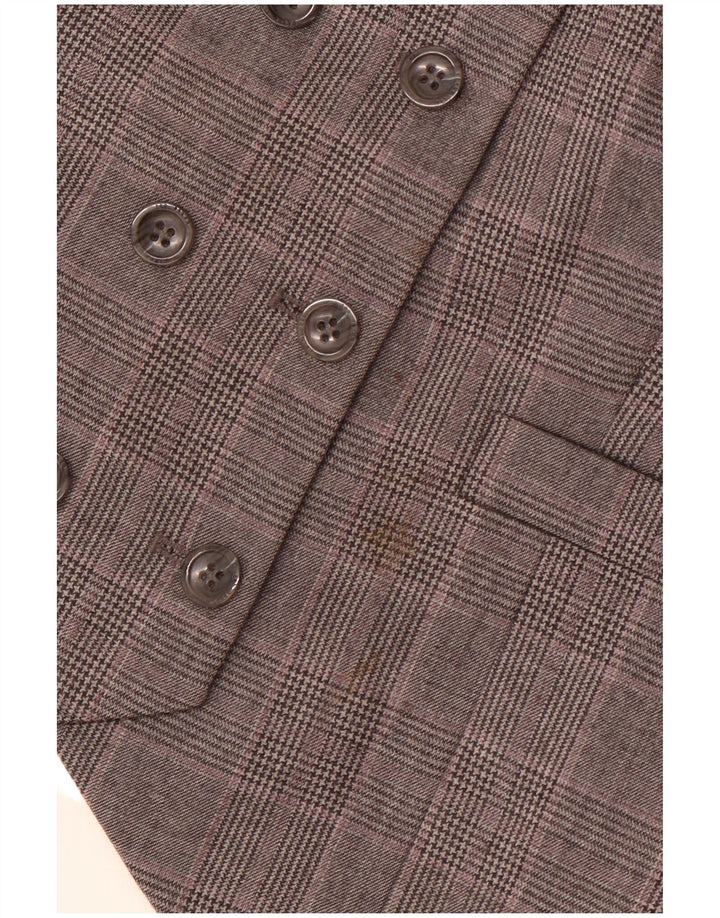 TED BAKER Chaleco cruzado para mujer talla 2 lana a cuadros gris pequeña
