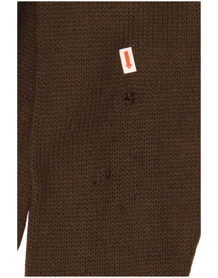 VINTAGE Hombres Roll Neck Jumper Suéter Pequeño Caqui Fair Isle