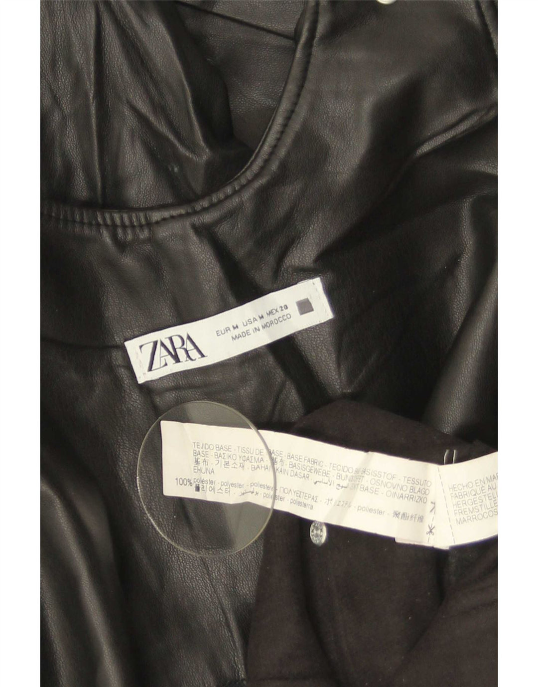 Zara Mujer Mono Sin Mangas De Piel Sintética UK 44 Mediano Negro Poliéster