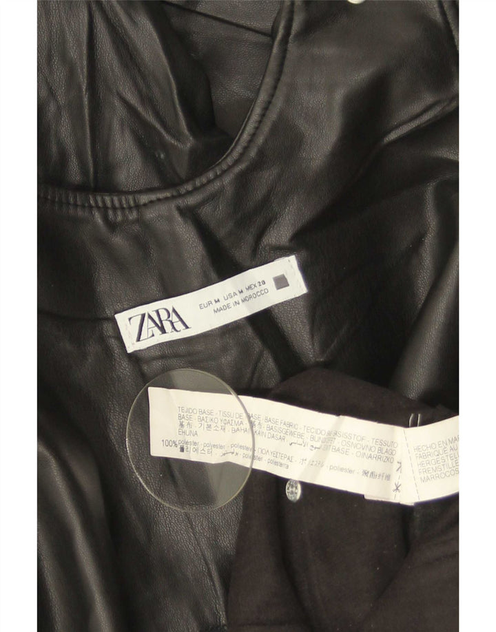 Zara Mujer Mono Sin Mangas De Piel Sintética UK 44 Mediano Negro Poliéster