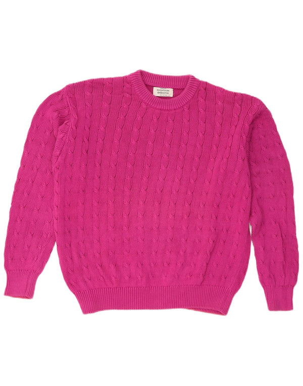 Benetton Jersey Holgado De Mujer Con Cuello Redondo IT 48 XL Algodón Rosa