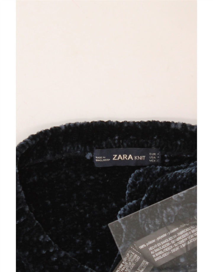 ZARA Womens Oversized Crew Neck Jumper Sweater UK 14 Medium Navy Blue Vintage Zara and Second-Hand Zara from Messina Hembry 
