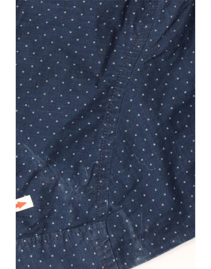 JACK & JONES Camisa de hombre grande de algodón con lunares azul marino