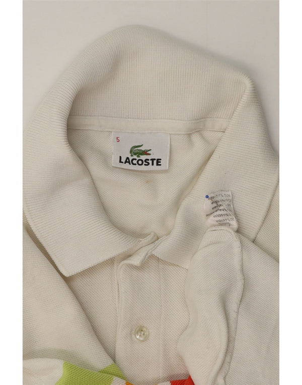 Polo Lacoste para hombre talla 5 grande algodón blanco color block