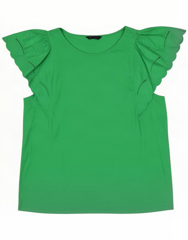 Marks & Spencer Blusa para mujer UK 46 Algodón floral verde grande