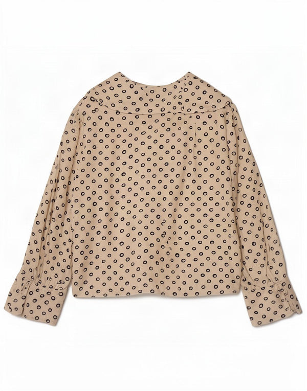 Vintage mujer crop 3/4 manga blusa Top Reino Unido 12 medio beige manchado