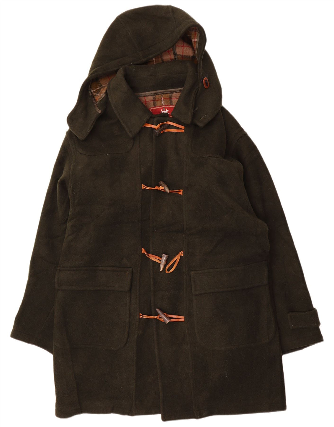 J. C. Twidd Trenca con capucha para hombre IT 50 Lana caqui grande