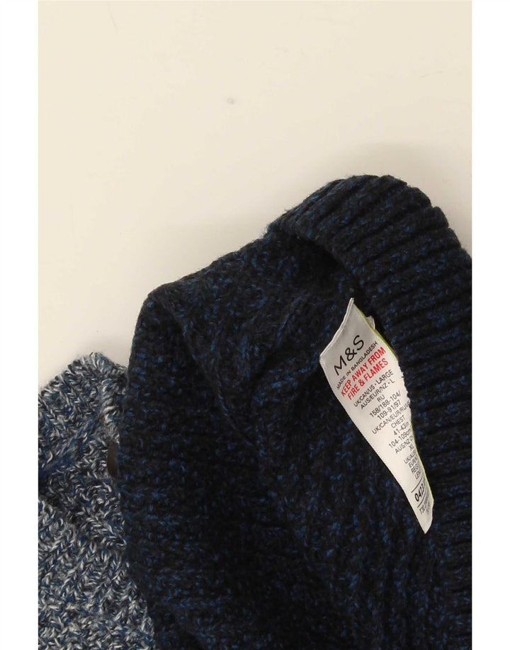 Marks & Spencer Jersey con Cuello Redondo para Hombre, Grande, Multicolor, Moteado