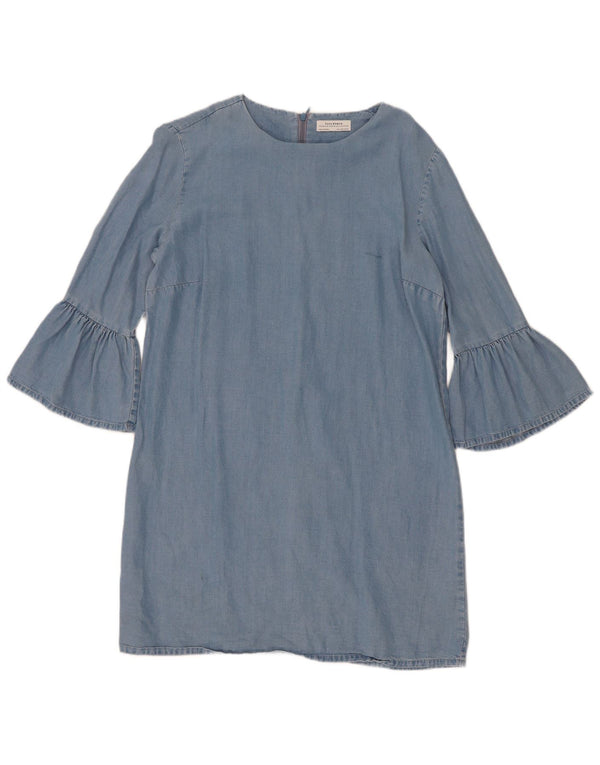 Zara Mujer Vestido Vaquero Manga 3/4 UK 44 Lyocell Azul Medio