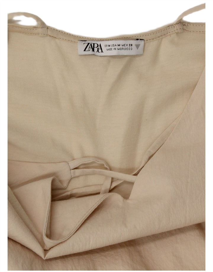 Zara Mujer Vestido De Verano UK 44 Medio Beige