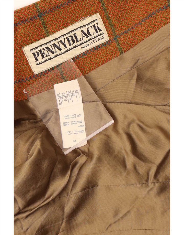 Penny Black Chaqueta tipo blazer de 2 botones para mujer UK 40 Lana a cuadros naranja mediana