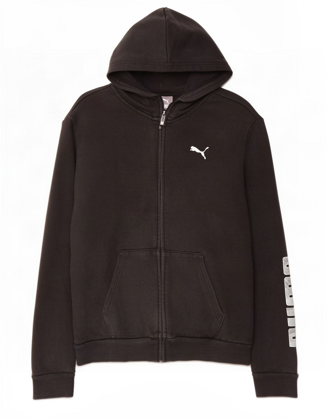 Puma Sudadera con capucha y cremallera gráfica para mujer UK 14 Medium Black
