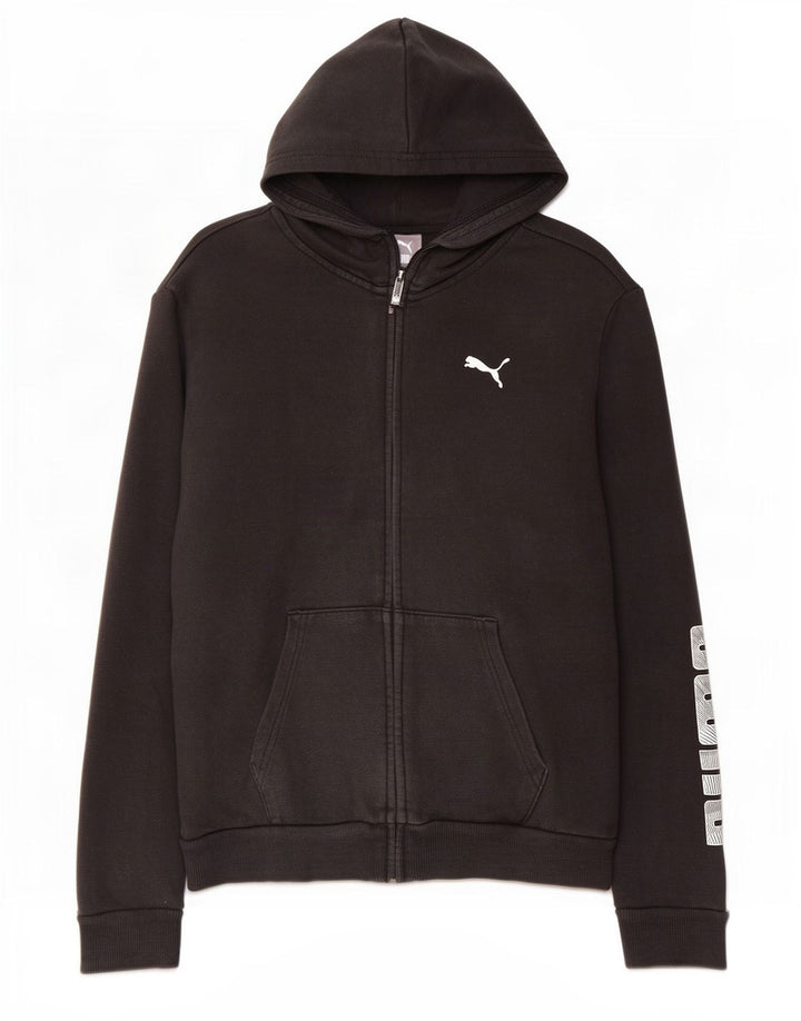 Puma Sudadera con capucha y cremallera gráfica para mujer UK 14 Medium Black