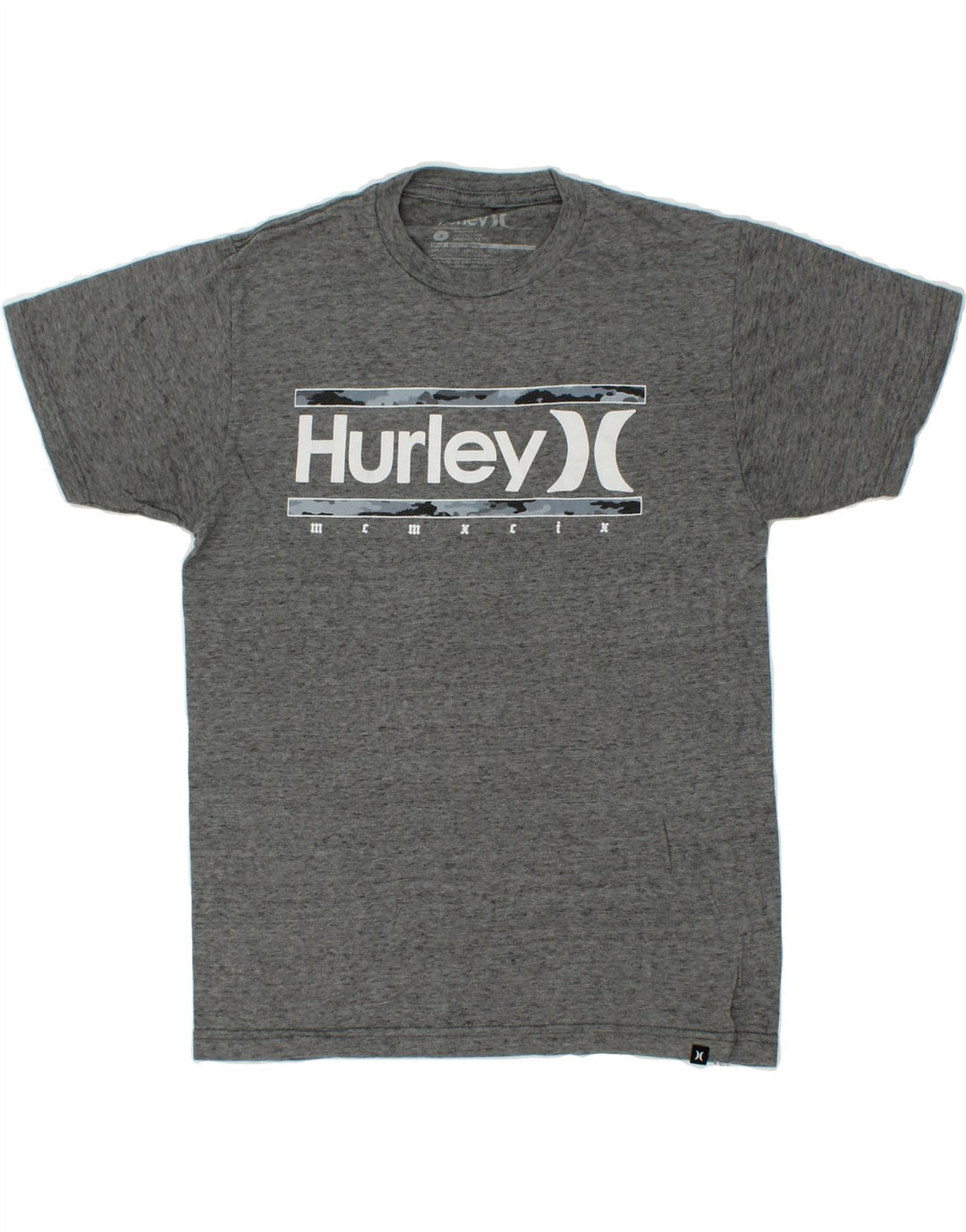 HURLEY Mens Premium Fit Graphic T-Shirt Top Small Grey Flecked Polyester Vintage Hurley and Second-Hand Hurley from Messina Hembry 