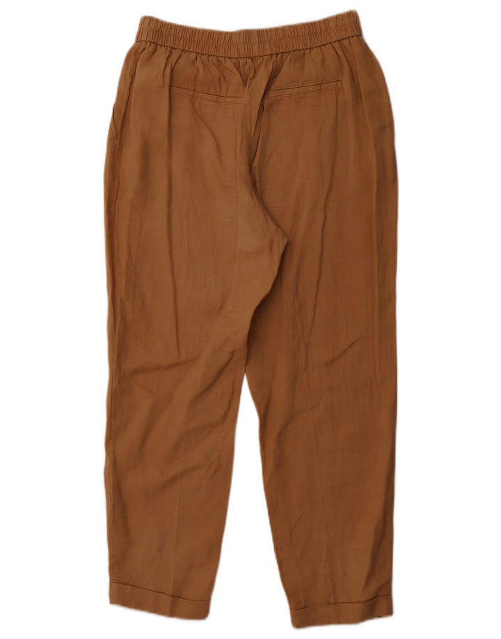 Pantalones Casuales Cónicos De Mujer Benetton Pequeño W26 L25 Lino Beige