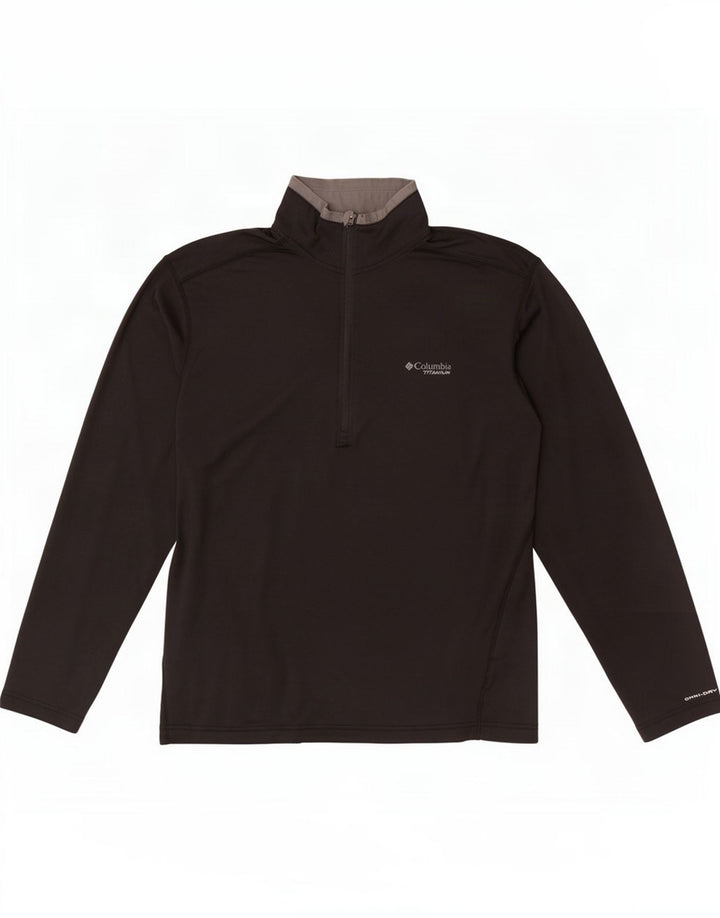 Columbia Hombre Omni Dry Zip Neck Chándal Top Mediano Negro