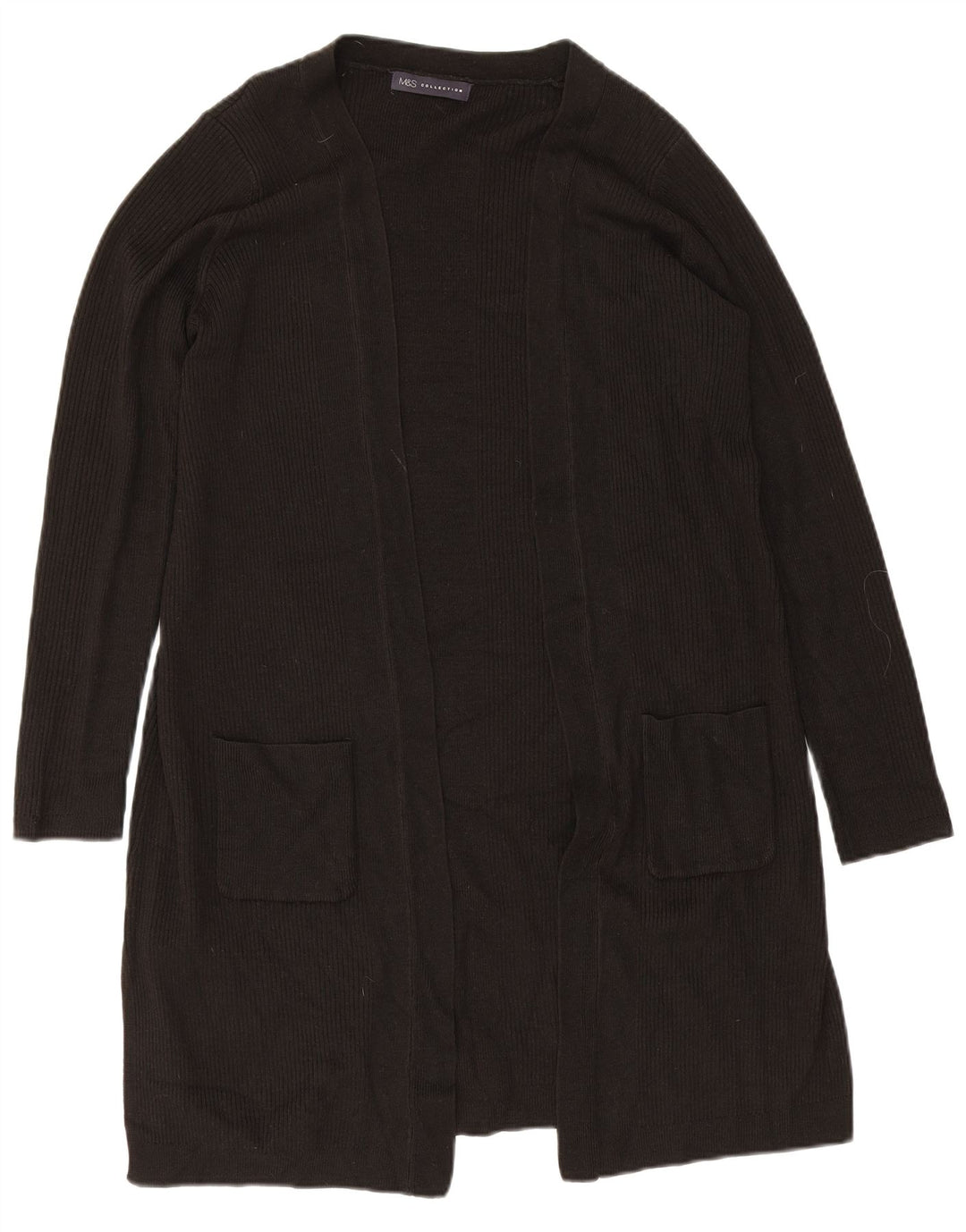 Marks & Spencer Suéter Cárdigan Abierto Largo para Mujer UK 46 Grande Negro