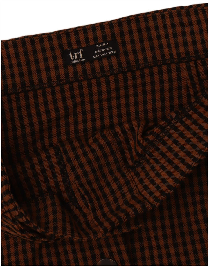 Zara Mujer Trafaluc Mini Falda Grande W32 Marrón Gingham