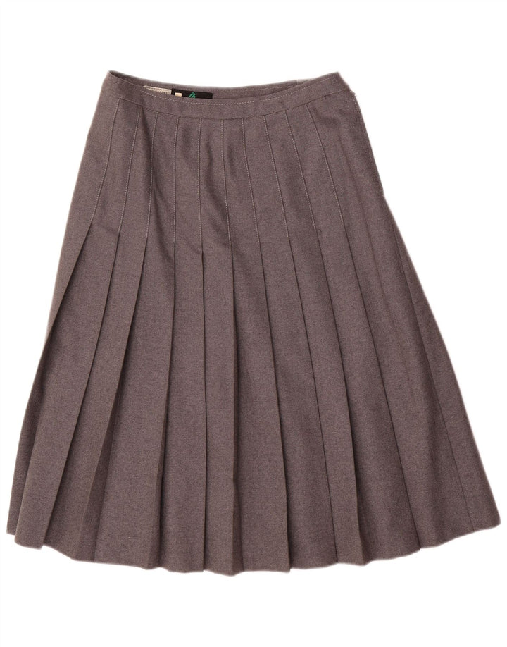 Falda plisada vintage para mujer IT 44 Mediana W28 Lana gris