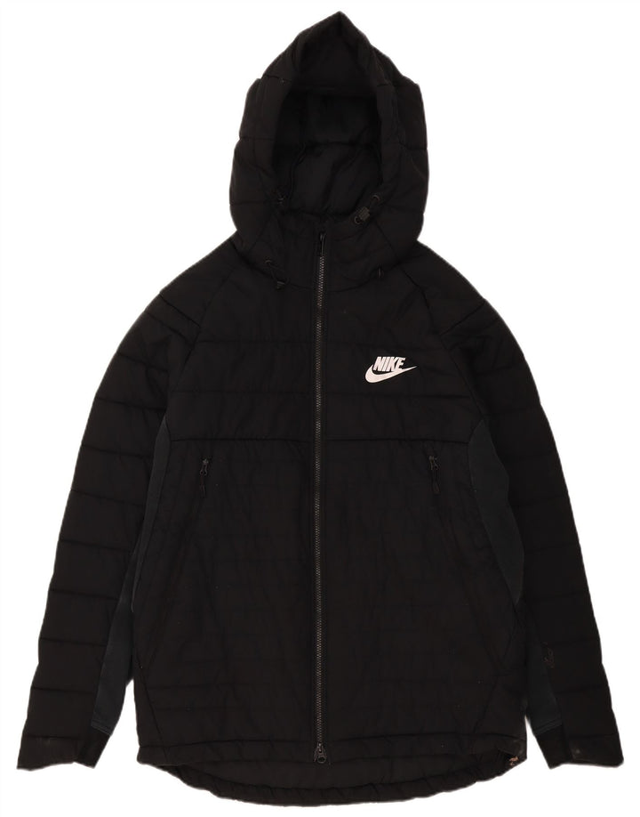 Nike - Chaqueta acolchada con capucha para hombre, talla 40, poliéster negro grande