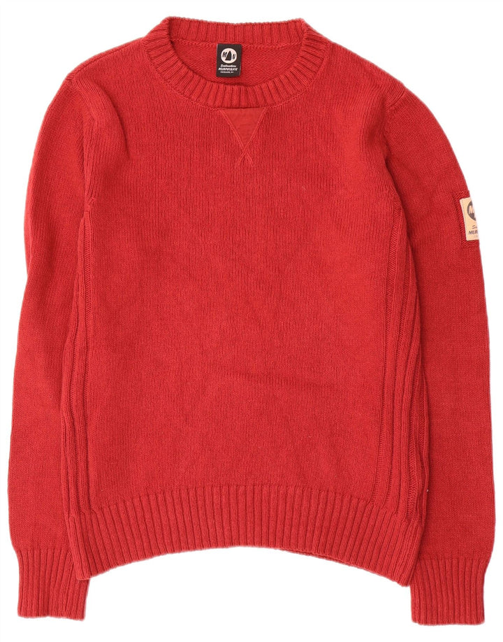 Murphy & Nye Jersey de cuello redondo para hombre de algodón rojo medio