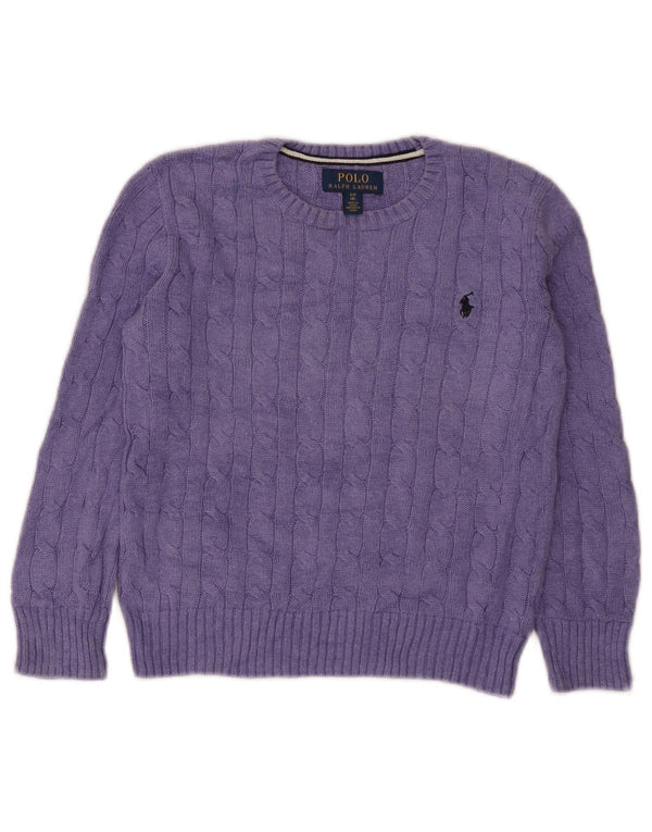 Polo Ralph Lauren Suéter con Cuello Barco para Niñas 7-8 Años Pequeño Púrpura