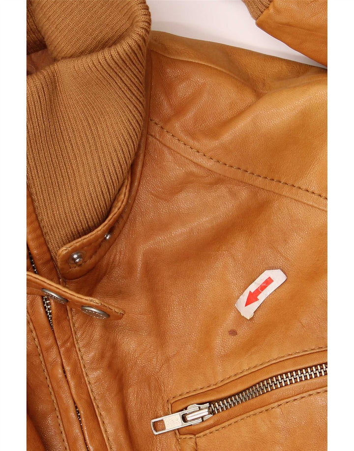 Massimo Rebecchi Chaqueta Bomber De Piel Para Mujer IT 44 Marrón Medio