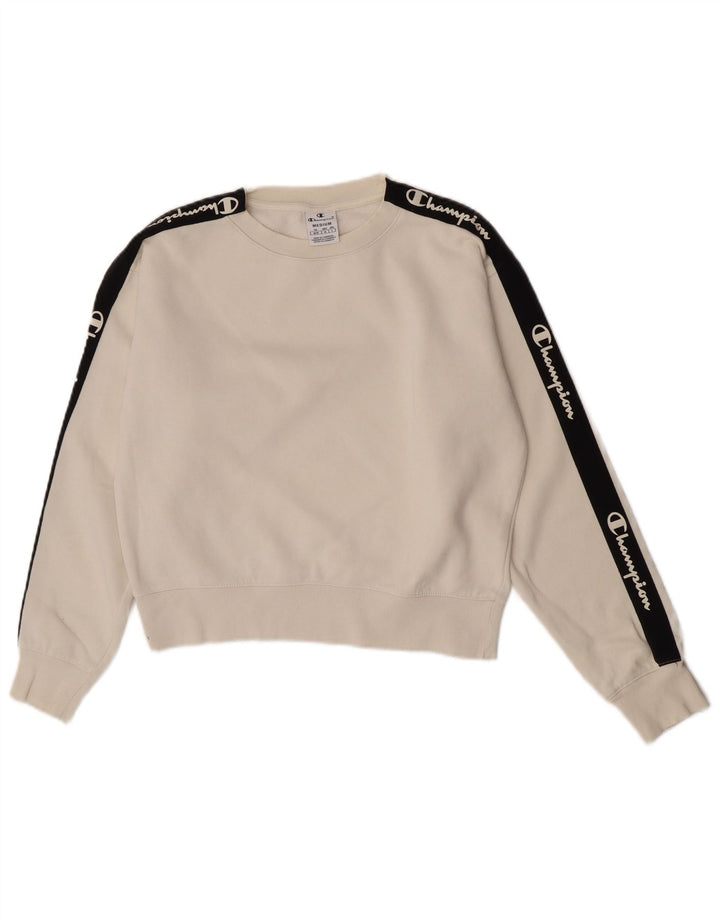 Champion Sudadera Crop Graphic para Mujer UK 14 Medium Off White
