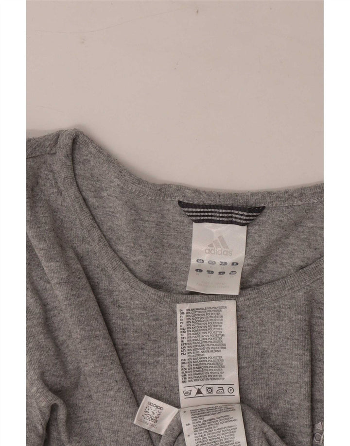 Adidas Mujer Top Manga Larga UK 10 Pequeño Algodón Gris