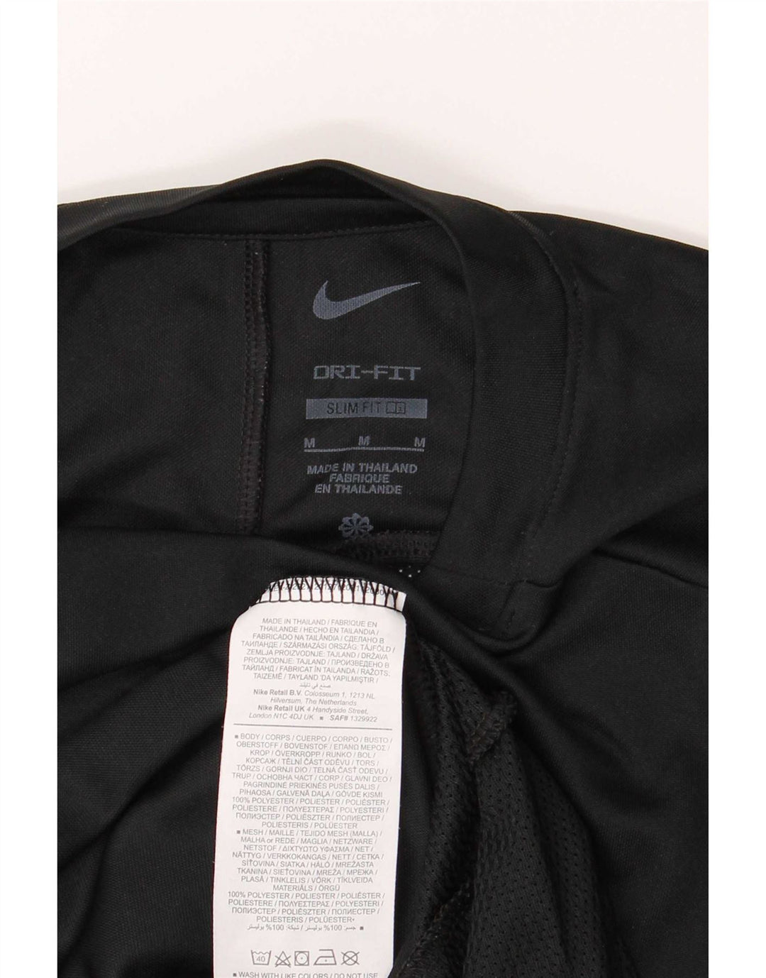 Nike Camiseta Dri Fit Slim para Hombre Top Mediano Negro Poliéster