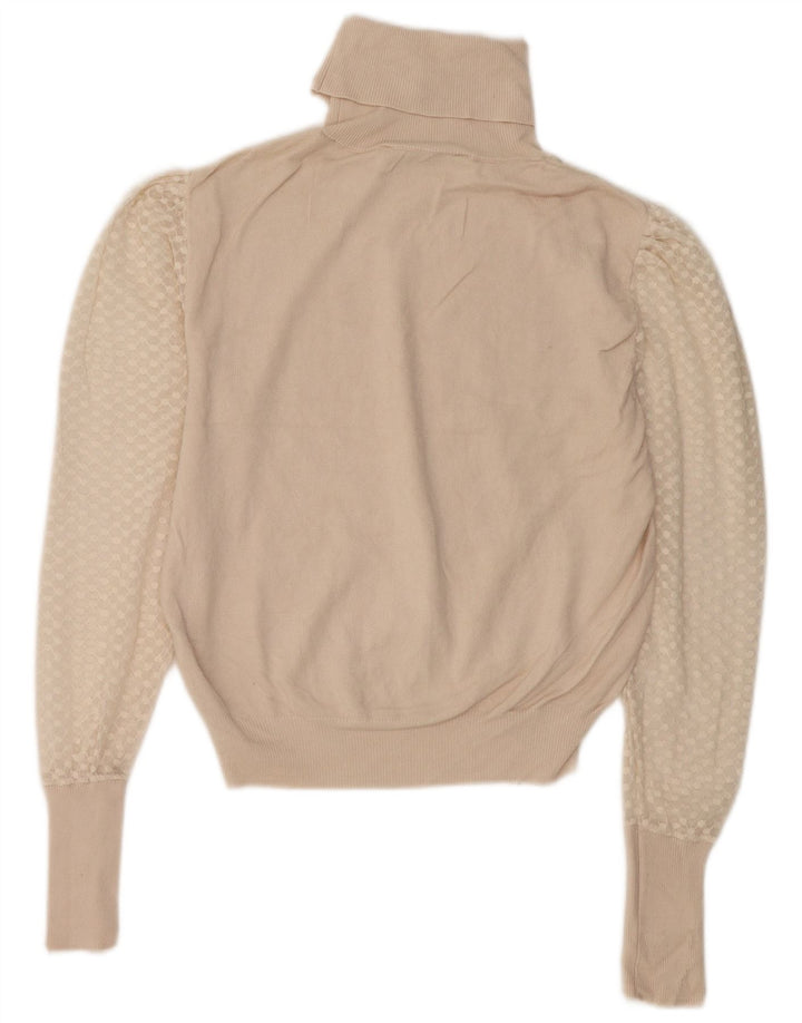 Zara Mujer Roll Neck Jumper Sweater UK 12 Medium Off White Algodón