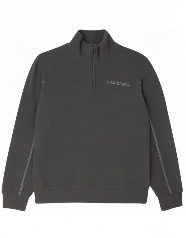 Diadora Hombre Jersey Polar Con Cremallera Y Cuello Poliéster Gris Medio