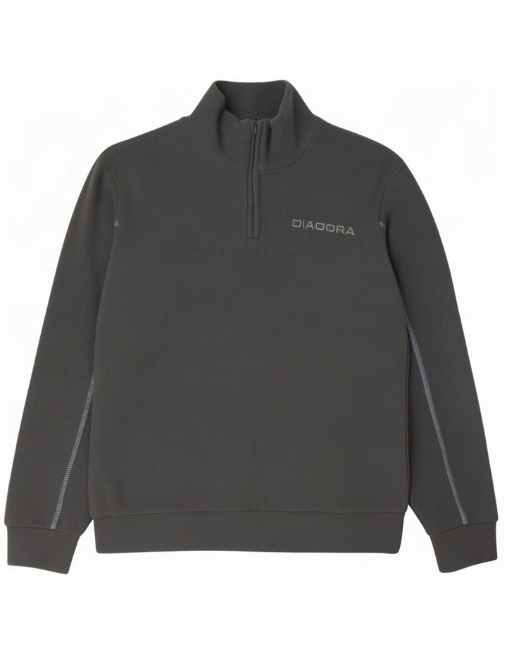 Diadora Hombre Jersey Polar Con Cremallera Y Cuello Poliéster Gris Medio