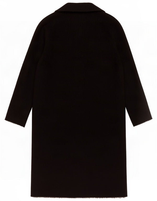 Abrigo vintage extragrande con doble botonadura para mujer IT 50 XL Lana de alpaca negra