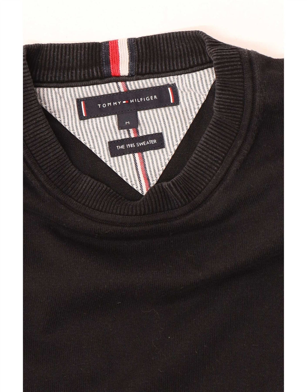 Tommy Hilfiger Jersey con cuello redondo para hombre, color negro mediano