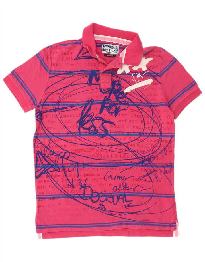 Desigual Polo Gráfico De Algodón A Rayas Rosa Medio |