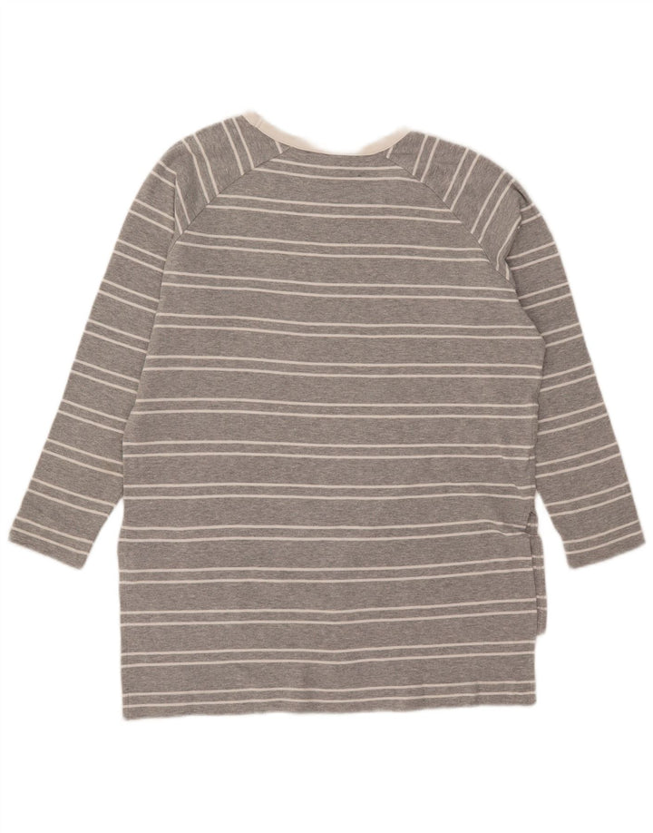 Zara Mujer Top Manga Larga UK 44 Gris Medio Rayas
