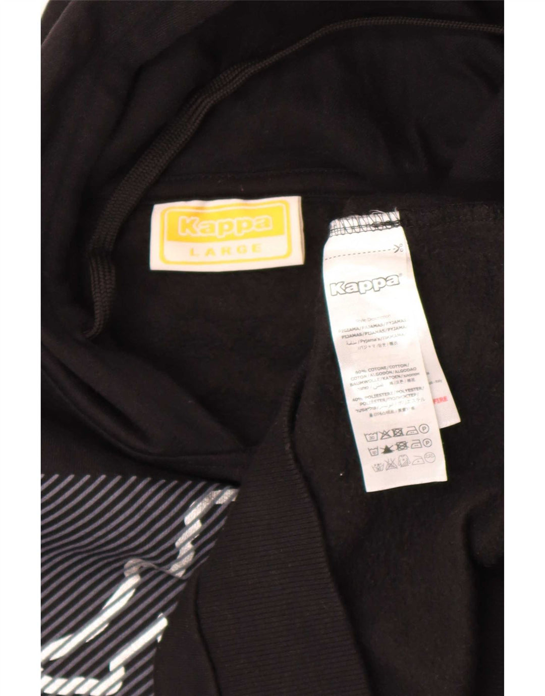 Kappa Mujer Graphic Sudadera Con Capucha Jersey Grande Negro Algodón