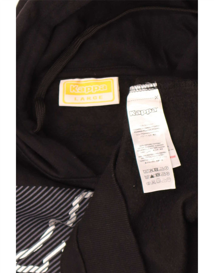 Kappa Mujer Graphic Sudadera Con Capucha Jersey Grande Negro Algodón