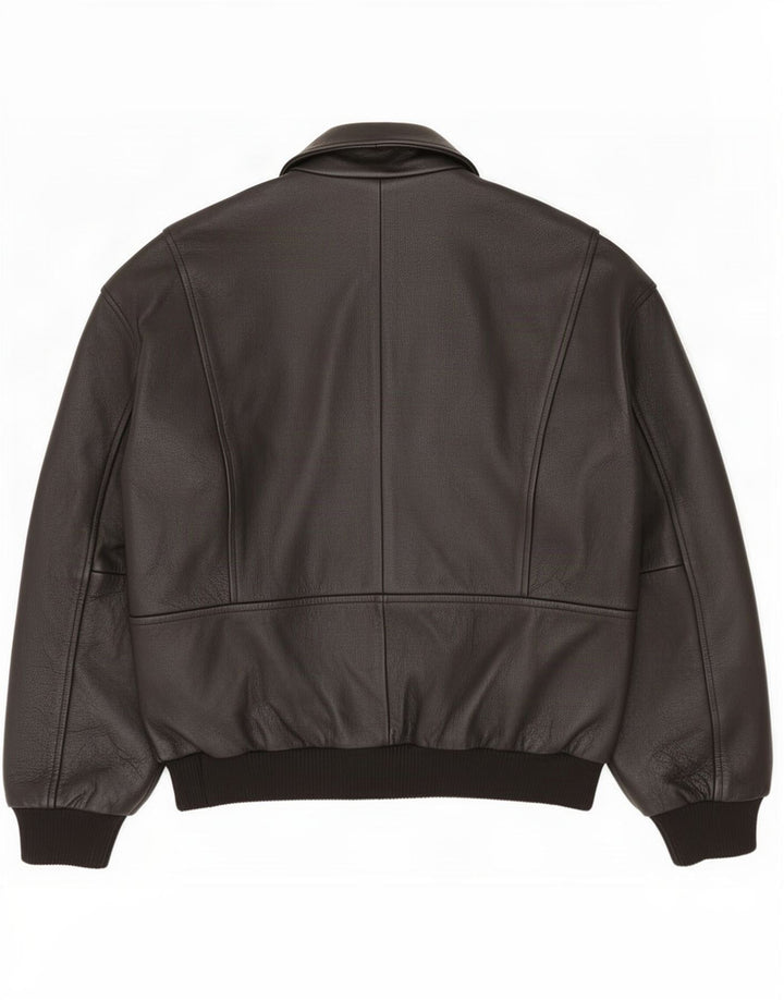 Chaqueta de cuero vintage para hombre IT 52 XL Negro