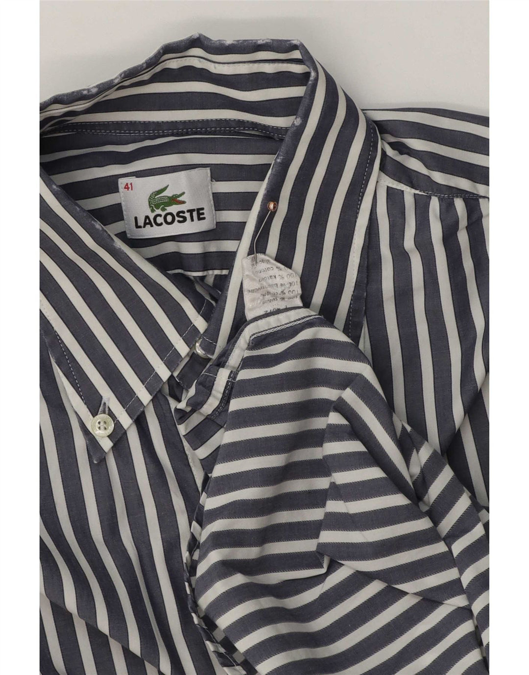 Camisa Lacoste para hombre Talla 41 Algodón mediano azul marino a rayas