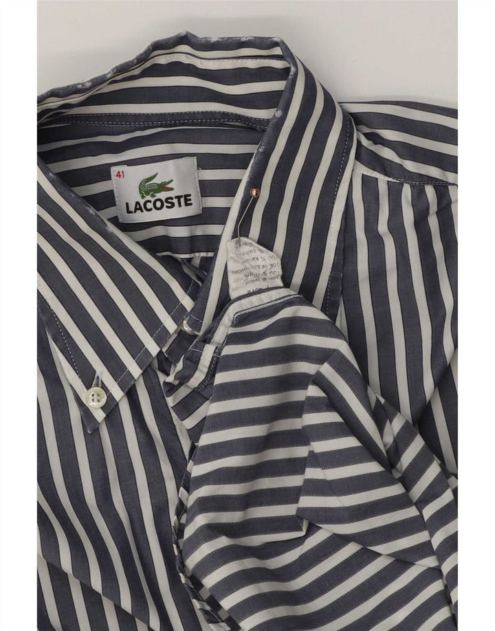 Camisa Lacoste para hombre Talla 41 Algodón mediano azul marino a rayas