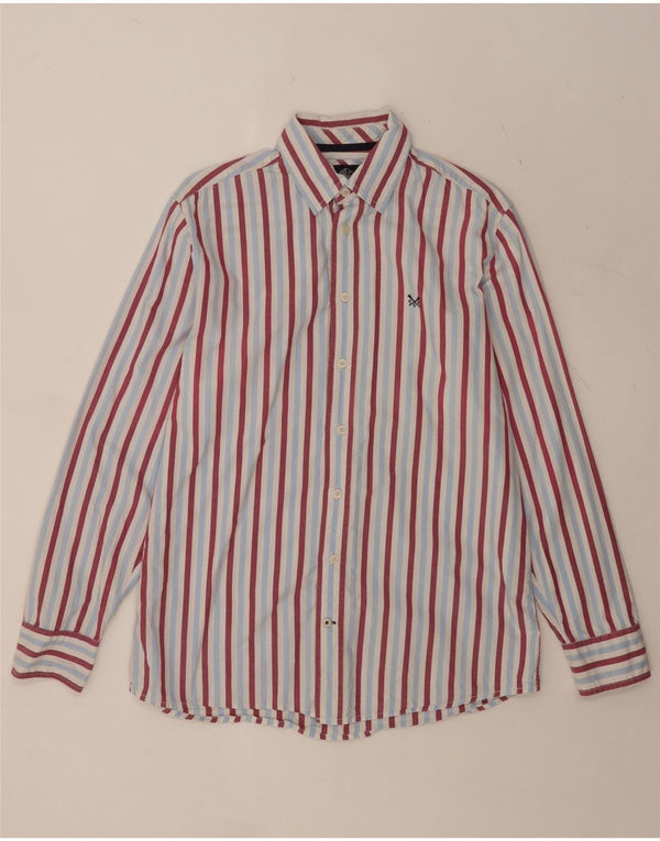 Crew Clothing Camisa de corte clásico para hombre Algodón a rayas azul medio