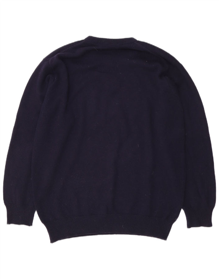 Lyle & Scott Jersey de cuello redondo para hombre, color azul marino mediano