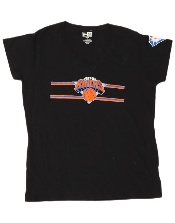 New Era Camiseta gráfica de los New York Knicks para mujer, talla XL, algodón negro
