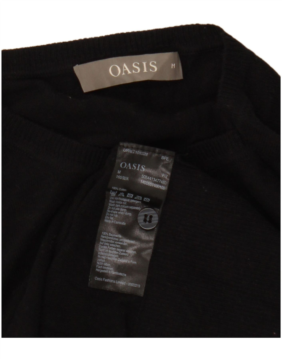 Oasis - Cárdigan para mujer, talla 40, algodón negro mediano