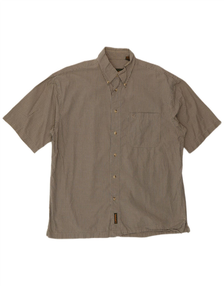 Camisa Timberland Hombre Manga Corta Algodón Cuadros Beige Medio