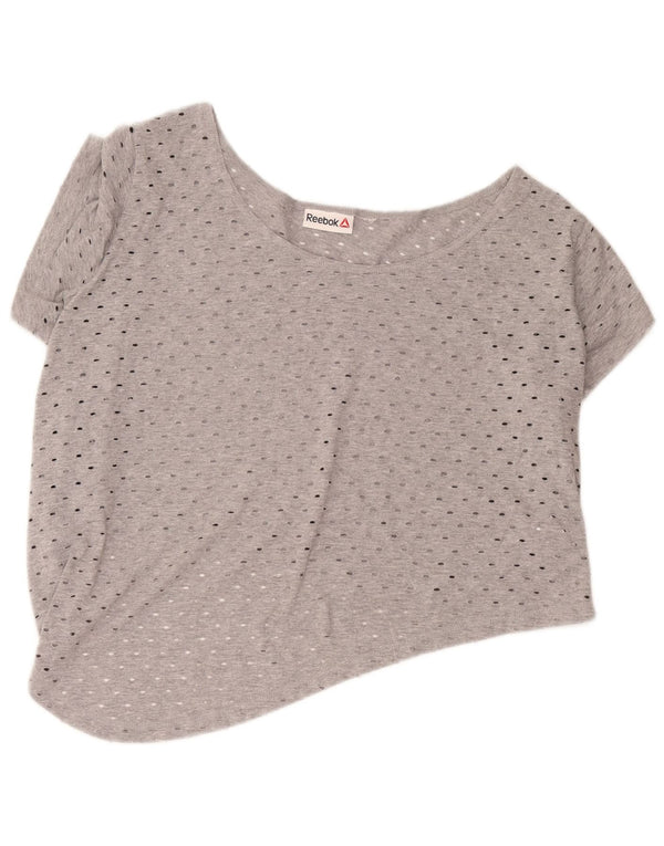 Reebok Camiseta corta para mujer UK 46 Grande Gris Algodón