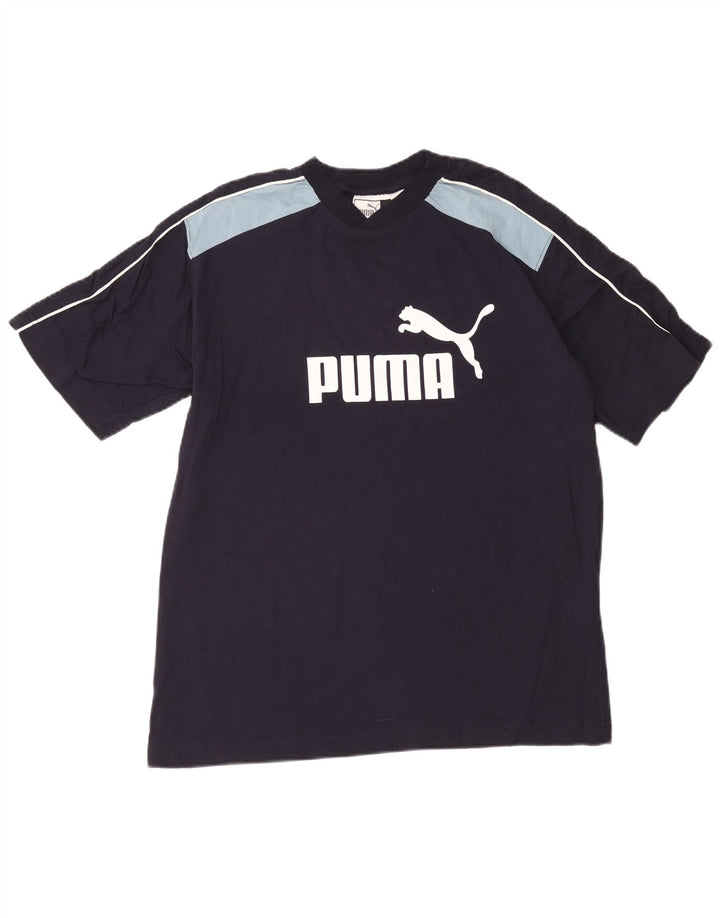 Puma Camiseta gráfica para hombre Top Medium Azul marino Colorblock Algodón